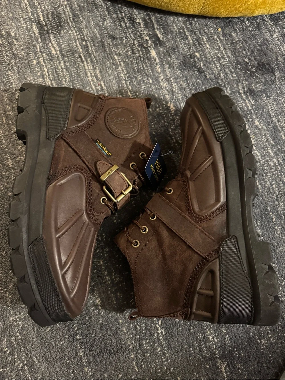 Polo by Ralph Lauren Men’s Brown Leather Oslo Low Waterproof Duck Boots, Size 10